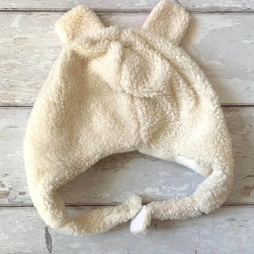 Kids Fleece Lamb Costume Winter Hat Cream Animal Ears Toddler Girls Hall